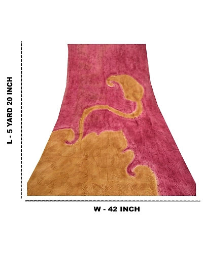 Sanskriti Vintage Sarees Purple Blend Georgette Printed Sari Soft Craft Fabric, PRG-11824-Purple-Printed Floral Design-Blend Georgette-3