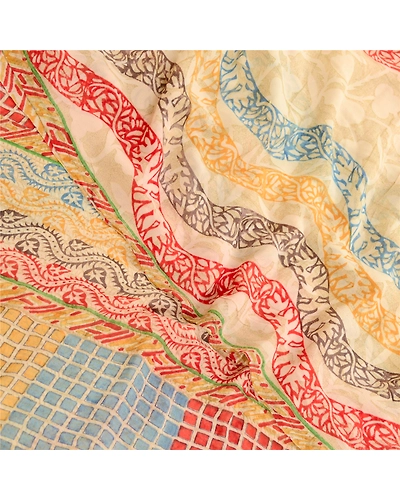 Sanskriti Vintage Sarees Multi Pure Georgette Silk Printed Sari 5Yd Craft Fabric, PRG-11833-Multi-Printed Floral Design-Pure Georgette Silk-1