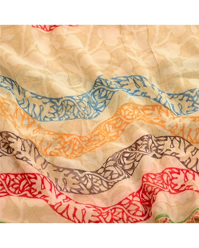 Sanskriti Vintage Sarees Multi Pure Georgette Silk Printed Sari 5Yd Craft Fabric, PRG-11833-Multi-Printed Floral Design-Pure Georgette Silk-6
