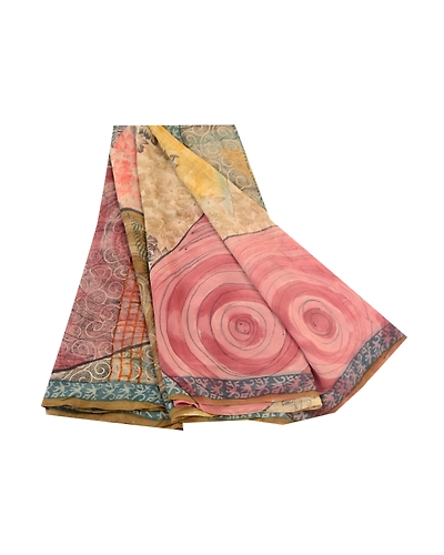 Sanskriti Vintage Sarees Multi Pure Georgette Silk Printed Sari 5Yd Craft Fabric, PRG-11850-Multi-Printed Floral Design-Pure Georgette Silk-2