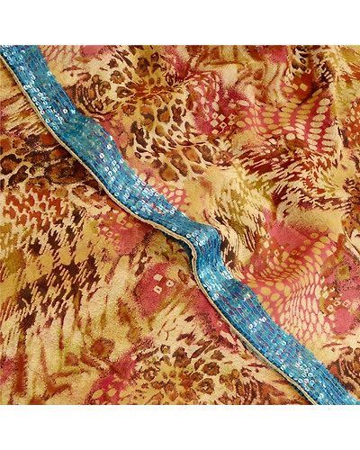 Sanskriti Vintage Sarees Multi Pure Georgette Silk Printed Sari 5Yd Craft Fabric, PRG-11882-Multi-Printed Floral Design-Pure Georgette Silk-1