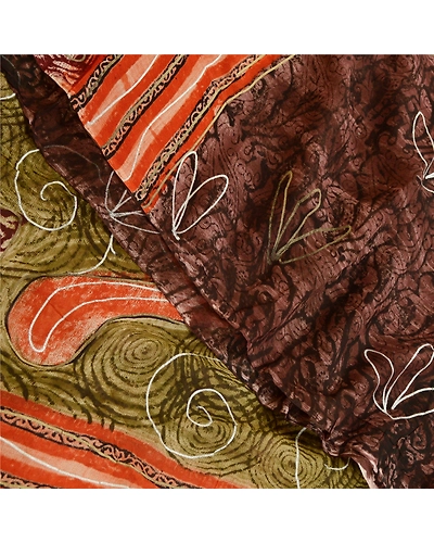 Sanskriti Vintage Sarees Purple Blend Georgette Sparkles Printed Sari 5Yd Fabric, PRG-11910-Purple-Printed Floral Design-Blend Georgette-1