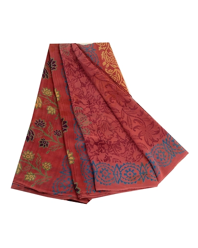 Sanskriti Vintage Sarees Dusty Pink Pure Georgette Silk Print Sari Craft Fabric, PRG-11912-Dusty Pink-Printed Floral Design-Pure Georgette Silk-2
