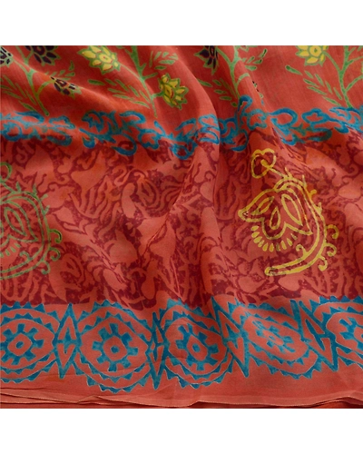 Sanskriti Vintage Sarees Dusty Pink Pure Georgette Silk Print Sari Craft Fabric, PRG-11912-Dusty Pink-Printed Floral Design-Pure Georgette Silk-7