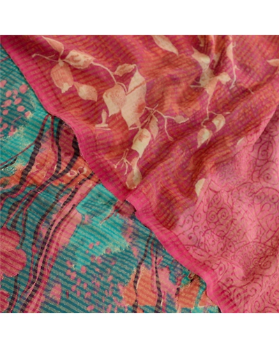 Sanskriti Vintage Sarees Pink Pure Georgette Silk Printed Zari Woven Sari Fabric, PRG-11941-Dusty Pink-Printed Floral Design-Pure Georgette Silk-1
