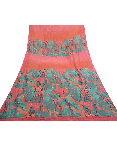 Sanskriti Vintage Sarees Pink Pure Georgette Silk Printed Zari Woven Sari Fabric, PRG-11941-Dusty Pink-Printed Floral Design-Pure Georgette Silk-8