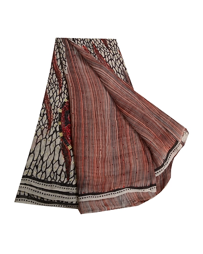 Sanskriti Vintage Sarees Brown Hand Beaded Pure Georgette Silk Print Sari Fabric, PRG-11946-Brown-Printed Floral Design-Pure Georgette Silk-2