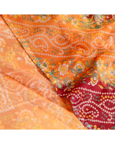 Sanskriti Vintage Sarees Purple Bandhani Printed Chiffon Sari 5Yd Craft Fabric, PRG-11961-Purple-Printed Floral Design-Poly Chiffon-1