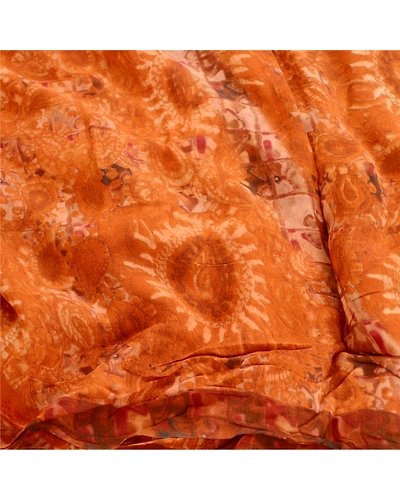 Sanskriti Vintage Sarees Red Printed Pure Georgette Silk Sari Soft Craft Fabric, PRG-11974-Red-Printed Floral Design-Pure Georgette Silk-6