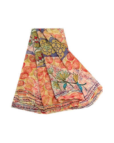 Sanskriti Vintage Sarees Hand Beaded Multi Blend Georgette Printed Sari Fabric, PRG-12019-Multi-Printed Floral Design-Blend Georgette-2