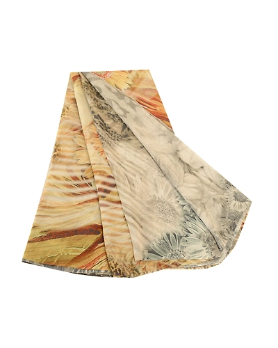 Sanskriti Vintage Sarees Gray Pure Georgette Silk Printed Sari 5Yd Craft Fabric, PRG-12034-Gray-Printed Floral Design-Pure Georgette Silk-2