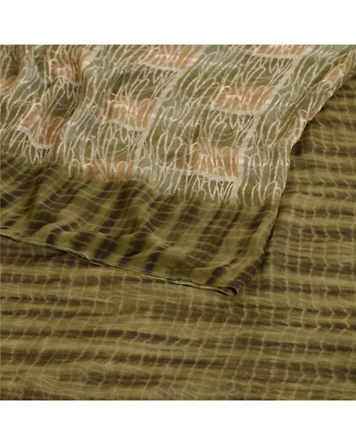 Sanskriti Vintage Sarees From India Green Georgette Printed Sari Craft Fabric, PRG-12042-Green-Printed Floral Design-Poly Georgette-7