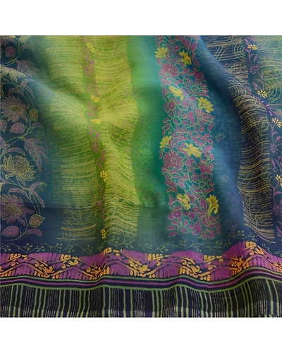 Sanskriti Vintage Sarees From India Multi Georgette Printed Sari Floral Fabric, PRG-12057-Multi-Printed Floral Design-Poly Georgette-6
