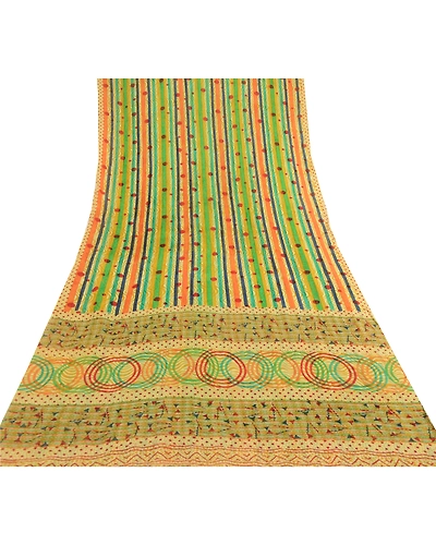 Sanskriti Vintage Sarees Multi Pure Georgette Silk Printed Sari 5Yd Craft Fabric, PRG-12061-Multi-Printed Floral Design-Pure Georgette Silk-8