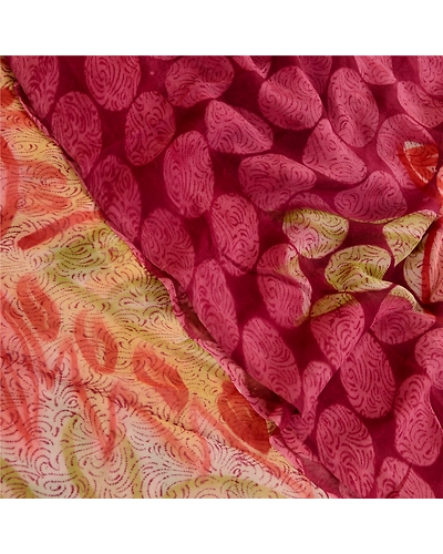Sanskriti Vintage Sarees Purple Pure Georgette Silk Printed Sari Craft Fabric, PRG-12063-Purple-Printed Floral Design-Pure Georgette Silk-1