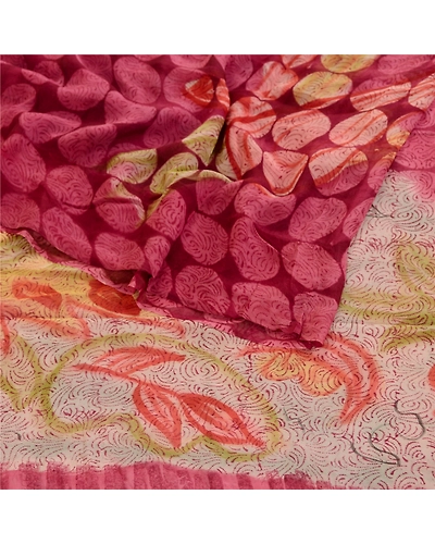 Sanskriti Vintage Sarees Purple Pure Georgette Silk Printed Sari Craft Fabric, PRG-12063-Purple-Printed Floral Design-Pure Georgette Silk-9