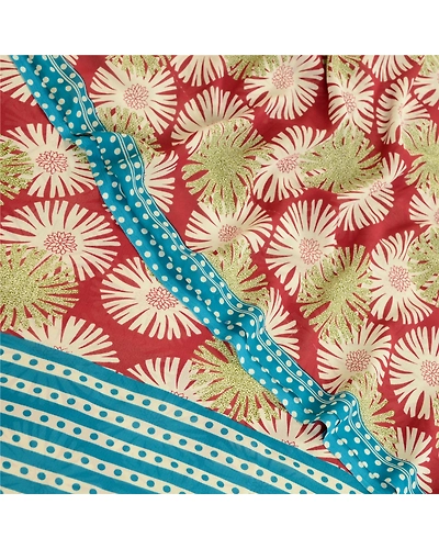 Sanskriti Vintage Sarees From India Red Georgette Printed Sari 5Yd Craft Fabric, PRG-12065-Red-Printed Floral Design-Poly Georgette-1