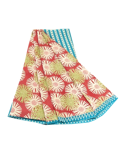 Sanskriti Vintage Sarees From India Red Georgette Printed Sari 5Yd Craft Fabric, PRG-12065-Red-Printed Floral Design-Poly Georgette-2