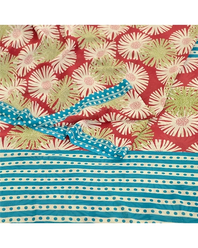 Sanskriti Vintage Sarees From India Red Georgette Printed Sari 5Yd Craft Fabric, PRG-12065-Red-Printed Floral Design-Poly Georgette-7