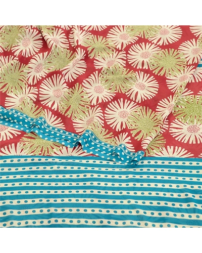 Sanskriti Vintage Sarees From India Red Georgette Printed Sari 5Yd Craft Fabric, PRG-12065-Red-Printed Floral Design-Poly Georgette-9