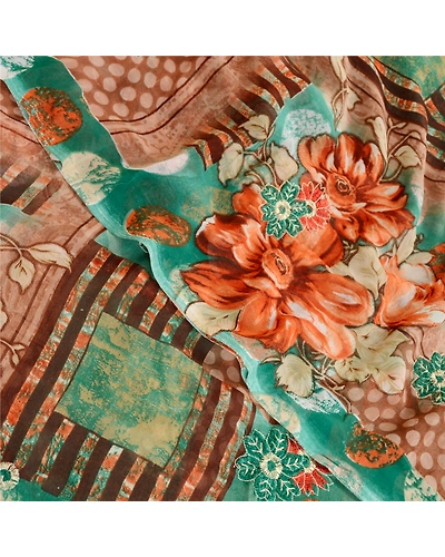 Sanskriti Vintage Sarees From India Green Georgette Printed Sari Craft Fabric, PRG-12110-Green-Printed Floral Design-Poly Georgette-1