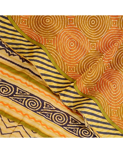 Sanskriti Vintage Sarees Indian Multi Blend Georgette Printed Sari Craft Fabric, PRG-12122-Multi-Printed Floral Design-Blend Georgette-1