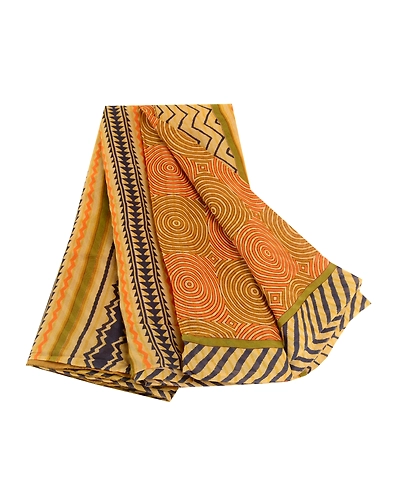 Sanskriti Vintage Sarees Indian Multi Blend Georgette Printed Sari Craft Fabric, PRG-12122-Multi-Printed Floral Design-Blend Georgette-2