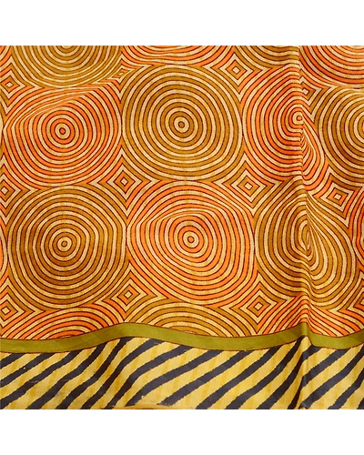 Sanskriti Vintage Sarees Indian Multi Blend Georgette Printed Sari Craft Fabric, PRG-12122-Multi-Printed Floral Design-Blend Georgette-6