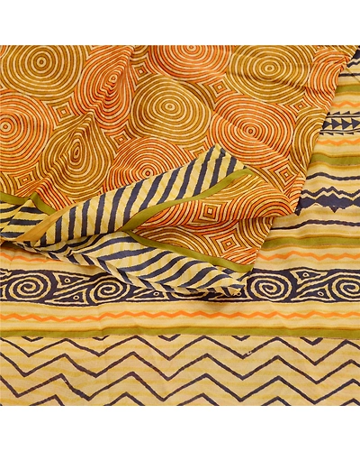 Sanskriti Vintage Sarees Indian Multi Blend Georgette Printed Sari Craft Fabric, PRG-12122-Multi-Printed Floral Design-Blend Georgette-9
