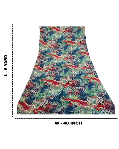 Sanskriti Vintage Sarees Indian Multi Blend Georgette Printed Sari Craft Fabric, PRG-12125-Multi-Printed Floral Design-Blend Georgette-3