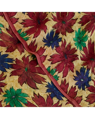 Sanskriti Vintage Saree Multi Printed Pure Georgette Silk Sari 5Yd Craft Fabric, PRG-12141-Multi-Printed Floral Design-Pure Georgette Silk-1