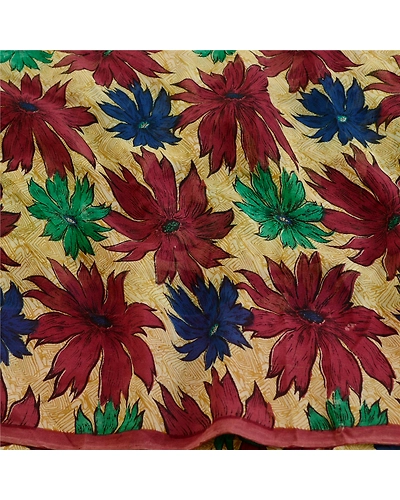 Sanskriti Vintage Saree Multi Printed Pure Georgette Silk Sari 5Yd Craft Fabric, PRG-12141-Multi-Printed Floral Design-Pure Georgette Silk-6