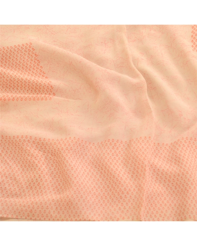Sanskriti Vintage Saree Peach Pure Georgette Silk Printed Sari 5Yd Craft Fabric, PRG-12149-Peach-Printed Floral Design-Pure Georgette Silk-7