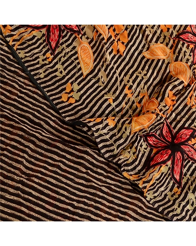 Sanskriti Vintage Saree Indian Multi Blend Georgette Printed Sari Craft Fabric, PRG-12154-Multi-Printed Floral Design-Blend Georgette-1