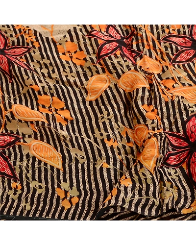 Sanskriti Vintage Saree Indian Multi Blend Georgette Printed Sari Craft Fabric, PRG-12154-Multi-Printed Floral Design-Blend Georgette-6