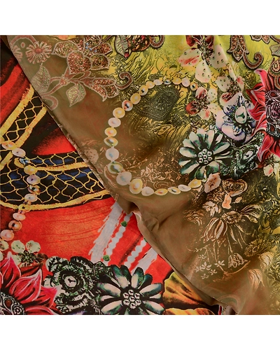 Sanskriti Vintage Saree Multi Digital Printed Georgette Sari 5Yd Craft Fabric, PRG-12159-Multi-Printed Floral Design-Poly Georgette-1