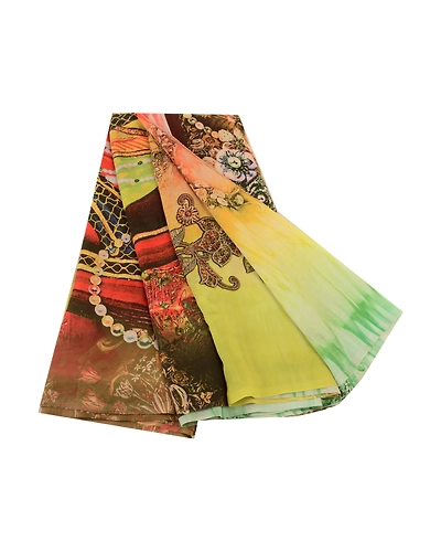 Sanskriti Vintage Saree Multi Digital Printed Georgette Sari 5Yd Craft Fabric, PRG-12159-Multi-Printed Floral Design-Poly Georgette-2