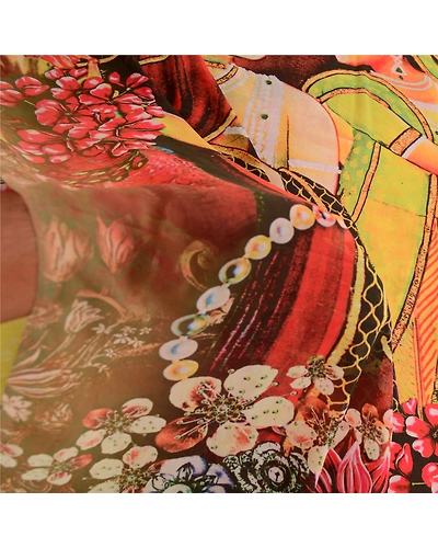 Sanskriti Vintage Saree Multi Digital Printed Georgette Sari 5Yd Craft Fabric, PRG-12159-Multi-Printed Floral Design-Poly Georgette-5