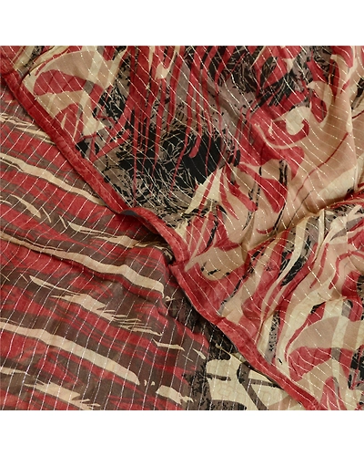 Sanskriti Vintage Saree Black Blend Georgette Woven Printed Sari Craft Fabric, PRG-12169-Black-Printed Floral Design-Blend Georgette-1
