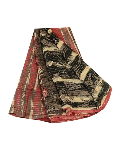 Sanskriti Vintage Saree Black Blend Georgette Woven Printed Sari Craft Fabric, PRG-12169-Black-Printed Floral Design-Blend Georgette-2