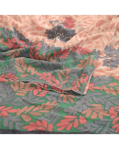 Sanskriti Vintage Saree Pink Pure Georgette Silk Printed Sari Soft Craft Fabric, PRG-12197-Pink-Printed Floral Design-Pure Georgette Silk-9