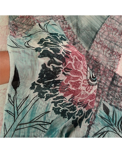 Sanskriti Vintage Saree Multi Blend Georgette Printed Sari Floral Craft Fabric, PRG-12203-Multi-Printed Floral Design-Blend Georgette-4