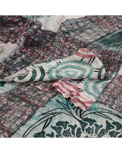 Sanskriti Vintage Saree Multi Blend Georgette Printed Sari Floral Craft Fabric, PRG-12203-Multi-Printed Floral Design-Blend Georgette-7