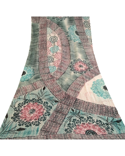 Sanskriti Vintage Saree Multi Blend Georgette Printed Sari Floral Craft Fabric, PRG-12203-Multi-Printed Floral Design-Blend Georgette-8
