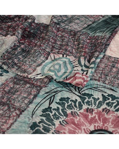 Sanskriti Vintage Saree Multi Blend Georgette Printed Sari Floral Craft Fabric, PRG-12203-Multi-Printed Floral Design-Blend Georgette-9