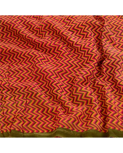 Sanskriti Vintage Saree Multi Pure Georgette Silk Printed Sari 5Yd Craft Fabric, PRG-12207-Multi-Printed Floral Design-Pure Georgette Silk-6