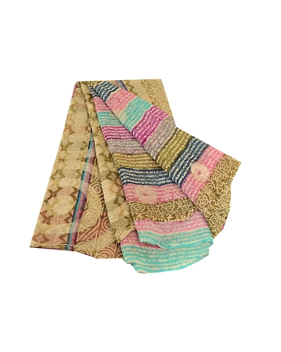 Sanskriti Vintage Saree Multi Pure Georgette Silk Printed Sari 5Yd Craft Fabric, PRG-12208-Multi-Printed Floral Design-Pure Georgette Silk-2