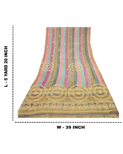 Sanskriti Vintage Saree Multi Pure Georgette Silk Printed Sari 5Yd Craft Fabric, PRG-12208-Multi-Printed Floral Design-Pure Georgette Silk-3