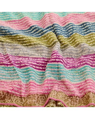 Sanskriti Vintage Saree Multi Pure Georgette Silk Printed Sari 5Yd Craft Fabric, PRG-12208-Multi-Printed Floral Design-Pure Georgette Silk-6
