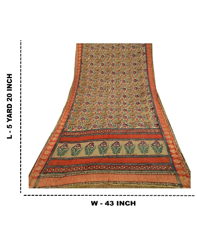 Sanskriti Vintage Saree Multi Pure Georgette Silk Print Zari Work Sari Fabric, PRG-12212-Multi-Printed Floral Design-Pure Georgette Silk-3